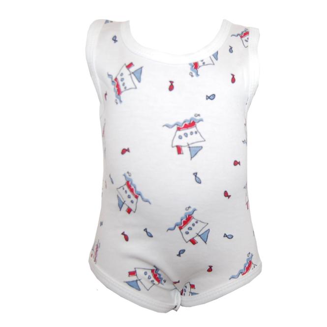 Body Baby Jungen Ärmellos Schiffe, weiß 