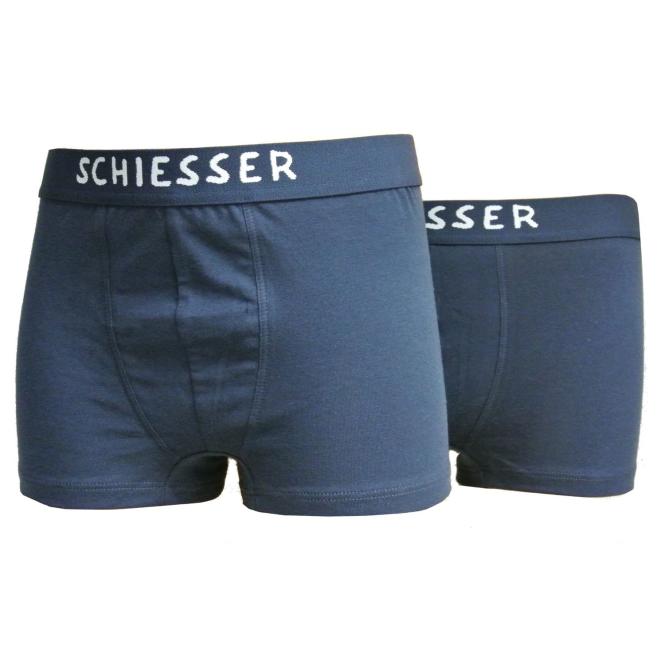 2er Set Unterhosen Shorty Boxershorts Jungen einfarbig, dunkelblau - 147112 