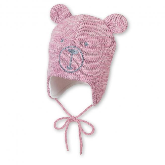 Baby Mädchen Strickmütze gefüttert Wintermütze zum Binden mit Öhrchen "Teddy", rosa  - 4701961 