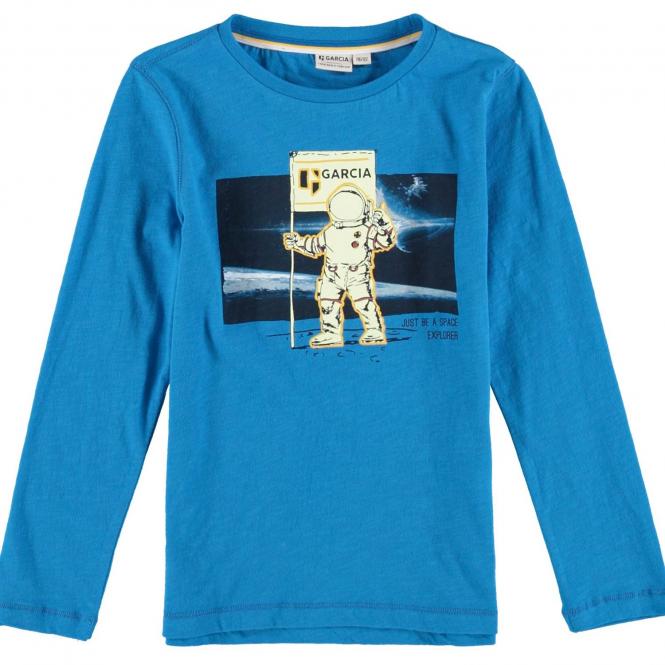 Jungen T-shirt Langarmshirt Astronaut, blau - T05601 