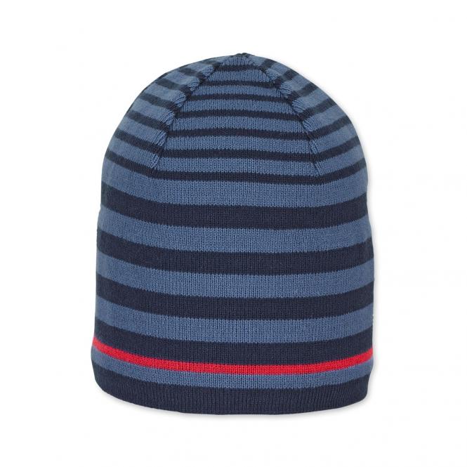 Kinder Jungen Wintermütze Strickmütze aus Baumwollflecce gestreift, dunkelblau - 4702112 
