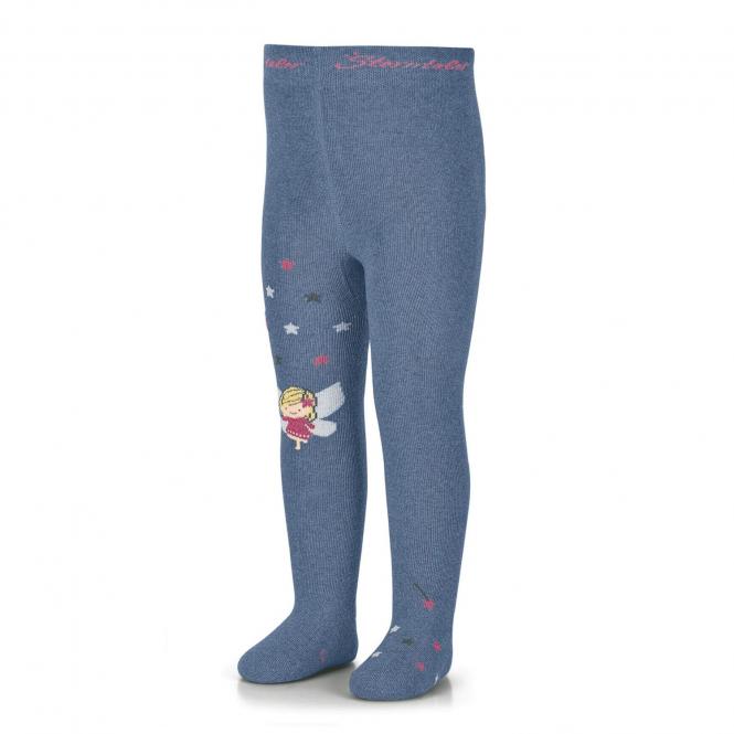 Mädchen Kinder Baby Strumpfhose mit Vollplüsch gemustert "Fee"-Motiv, tintenblau - 8722103 