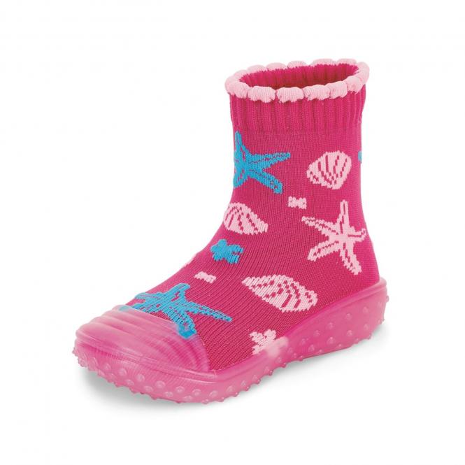 Mädchen Kinder Anti-Rutsch-Socken Adventure-Socks Socken-Schuh-Kombination Seestern-Muschel, magenta - 8362104, Größe 19-20 18-20 | magenta | 