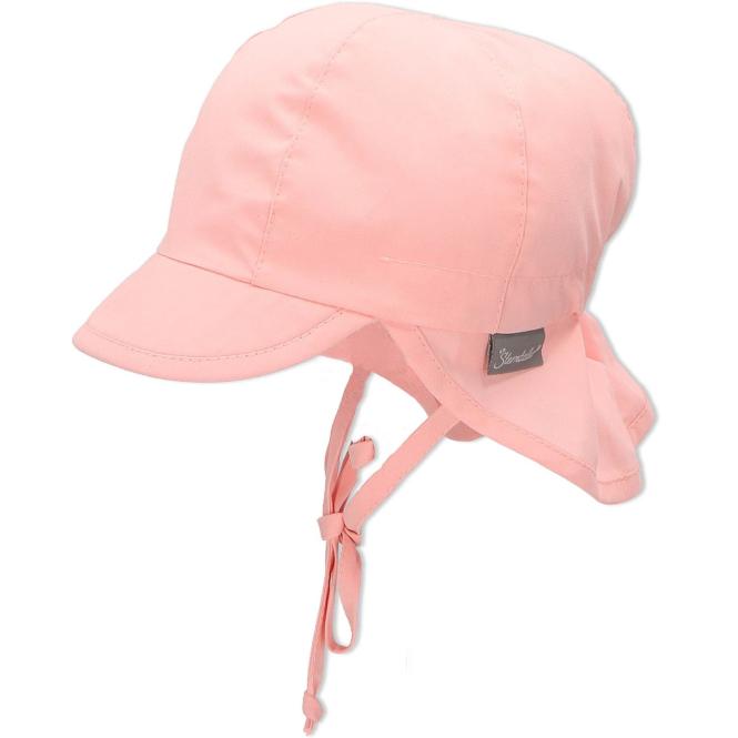 Mädchen Schirmmütze Schildmütze Mütze, einfarbig, Nackenschutz, Ohrenschutz, zum binden Bindeband, UV Schutz 50+, rosa - 1502025-zartr 