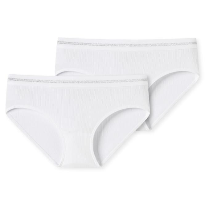 Mädchen Pantys Unterhosen, 2er-Pack, elastischer Doppelripp, einfarbig, weiß - 176146 