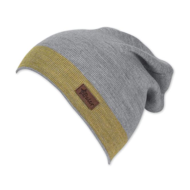 Kinder Jungen Wintermütze Beanie Strickmütze aus Baumwollflecce mit Logobadge gemustert, silber - 4722152 