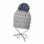 Baby Jungen Mütze Strick gemustert mit Bommel zum Binden, tintenblau - 4701806, Größe 43 43 | tintenblau | 
